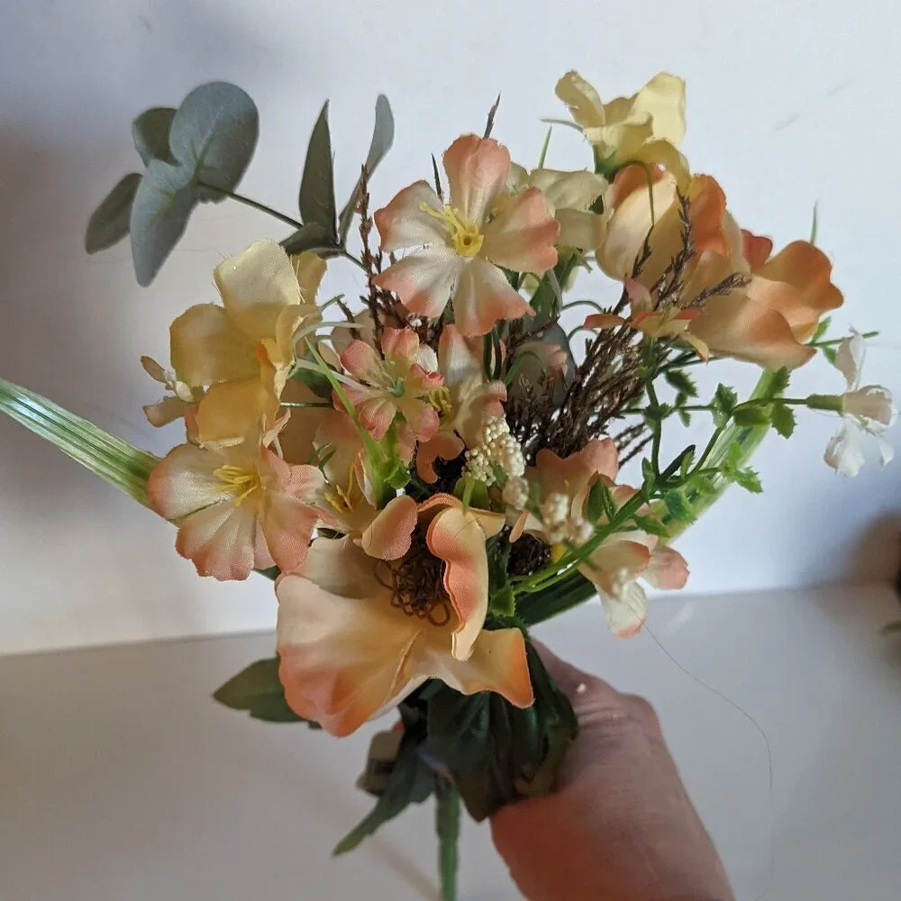 NWT Rustic Farmhouse Faux Floral Poppy Wildflowers Bouquet Wedding Summer Decor